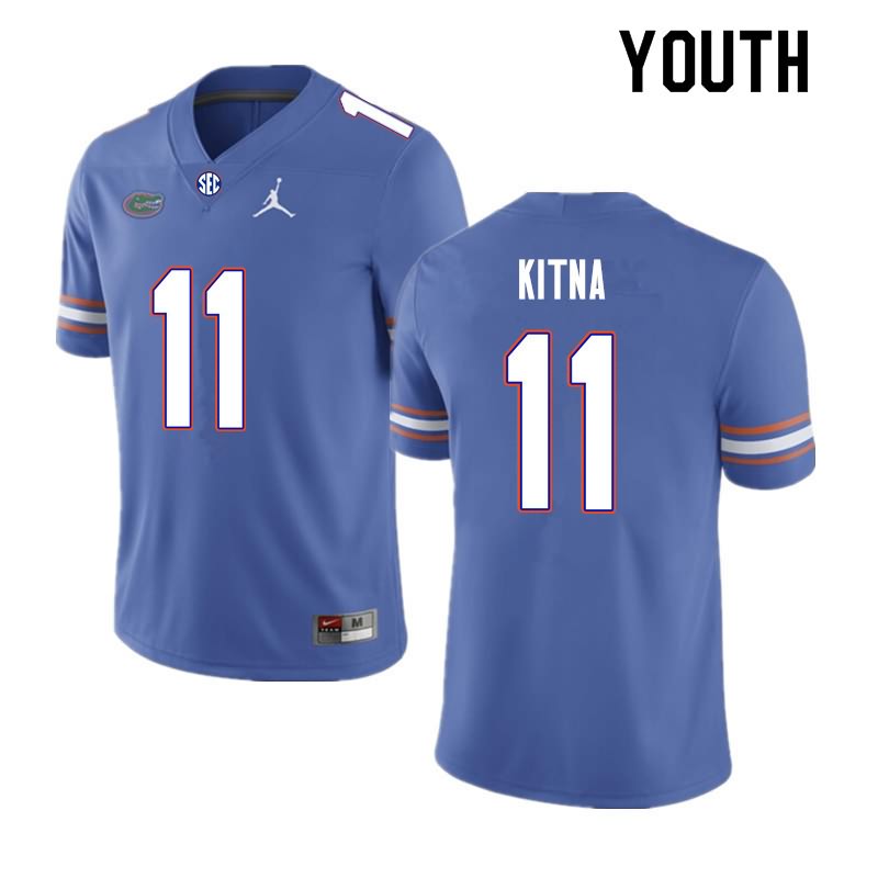 Youth NCAA Florida Gators Jalen Kitna #11 Stitched Authentic Nike Royal College Football Jersey IBA0065EL